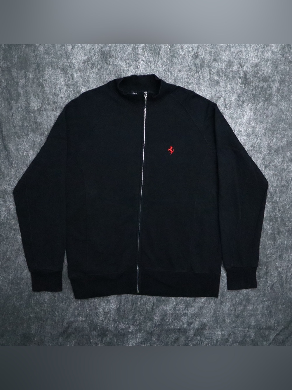 Official Ferrari Track Jacket Black Full Zip Size L Authentic Maranello Italy